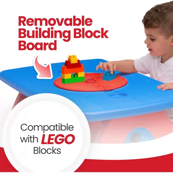4 Seat Activity Picnic Table with Umbrella and Lego Compatible Tabletop, PAW Patrol