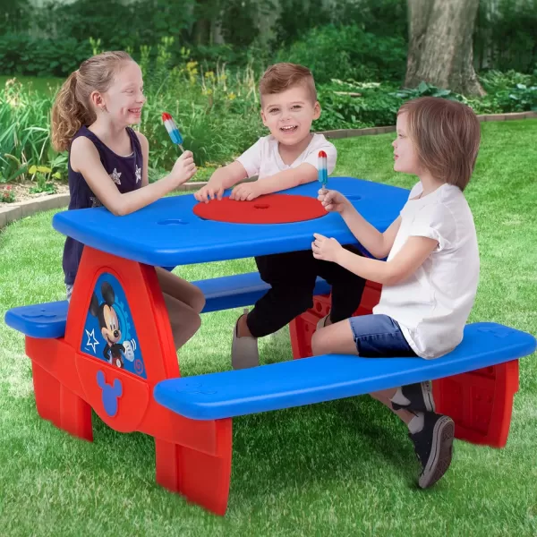 4 Seat Activity Picnic Table with Umbrella and Lego Compatible Tabletop, PAW Patrol