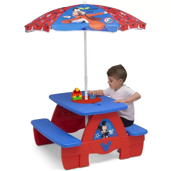 4 Seat Activity Picnic Table with Umbrella and Lego Compatible Tabletop, PAW Patrol