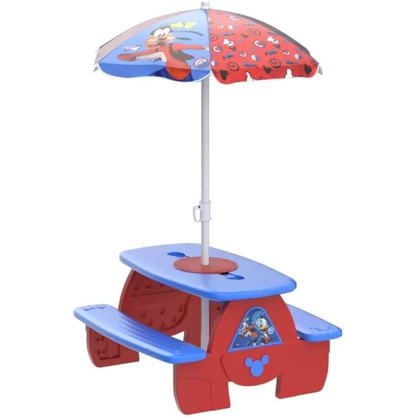 4 Seat Activity Picnic Table with Umbrella and Lego Compatible Tabletop, PAW Patrol