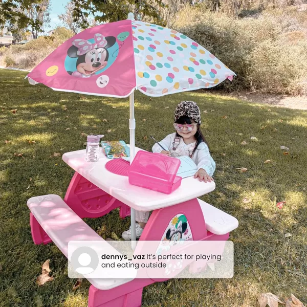 4 Seat Activity Picnic Table with Umbrella and Lego Compatible Tabletop, PAW Patrol