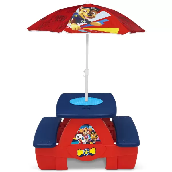 4 Seat Activity Picnic Table with Umbrella and Lego Compatible Tabletop, PAW Patrol