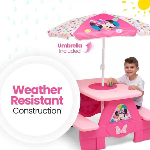 4 Seat Activity Picnic Table with Umbrella and Lego Compatible Tabletop, PAW Patrol