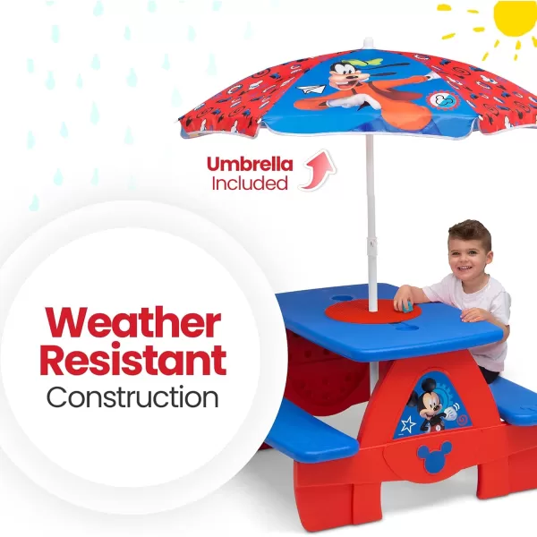 4 Seat Activity Picnic Table with Umbrella and Lego Compatible Tabletop, PAW Patrol