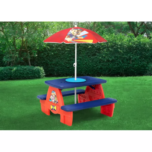 4 Seat Activity Picnic Table with Umbrella and Lego Compatible Tabletop, PAW Patrol