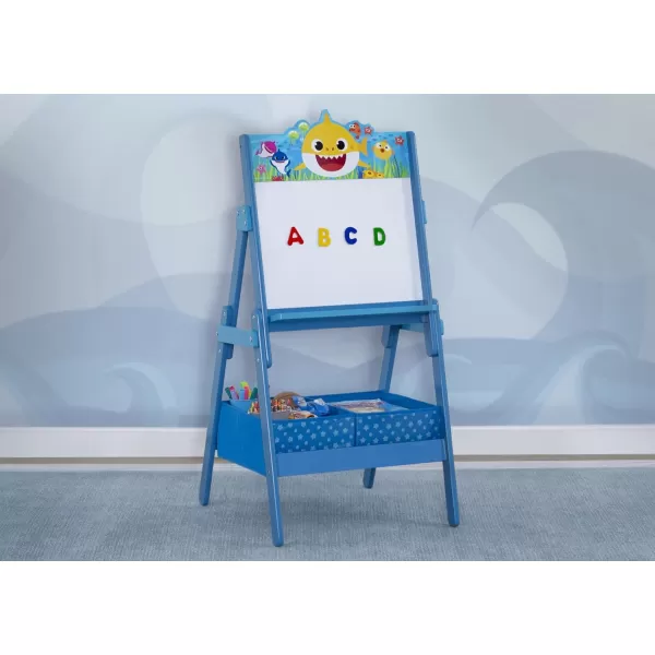 Baby Shark Kids Wooden Activity Easel with Storage by Delta Children - Greenguard Gold Certified