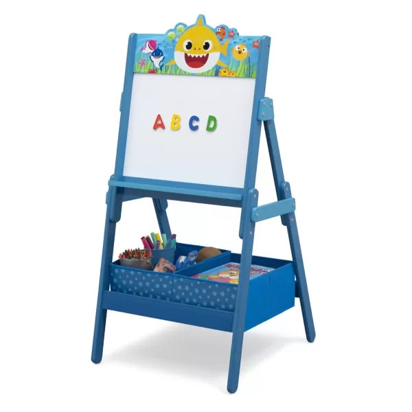Baby Shark Kids Wooden Activity Easel with Storage by Delta Children - Greenguard Gold Certified
