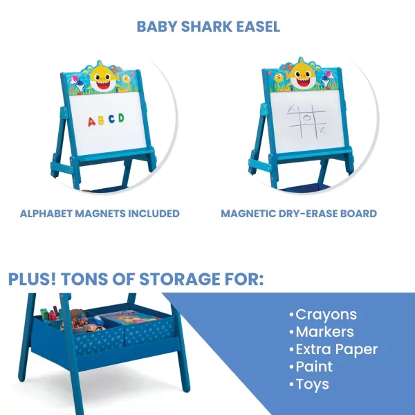 Baby Shark Kids Wooden Activity Easel with Storage by Delta Children - Greenguard Gold Certified