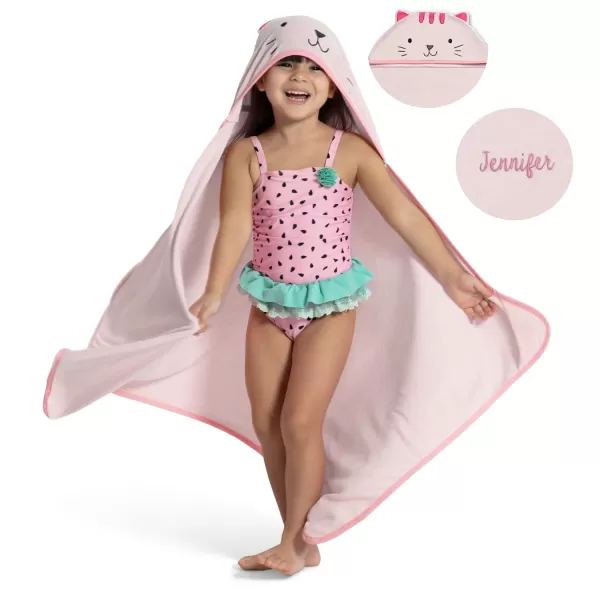 Baby/Infant Hooded Bath Towel - Super Soft and Absorbent- Newborn Essential - Ideal Baby Registry/Shower Gift for Boys and Girls, Pink Cat