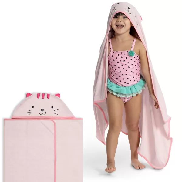 Baby/Infant Hooded Bath Towel - Super Soft and Absorbent- Newborn Essential - Ideal Baby Registry/Shower Gift for Boys and Girls, Pink Cat