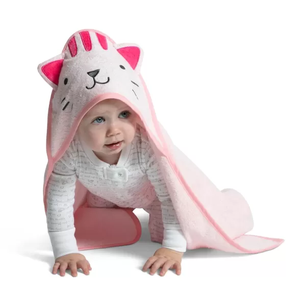 Baby/Infant Hooded Bath Towel - Super Soft and Absorbent- Newborn Essential - Ideal Baby Registry/Shower Gift for Boys and Girls, Pink Cat