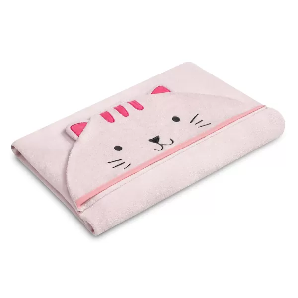 Baby/Infant Hooded Bath Towel - Super Soft and Absorbent- Newborn Essential - Ideal Baby Registry/Shower Gift for Boys and Girls, Pink Cat