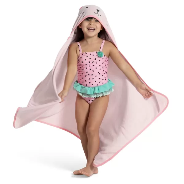 Baby/Infant Hooded Bath Towel - Super Soft and Absorbent- Newborn Essential - Ideal Baby Registry/Shower Gift for Boys and Girls, Pink Cat