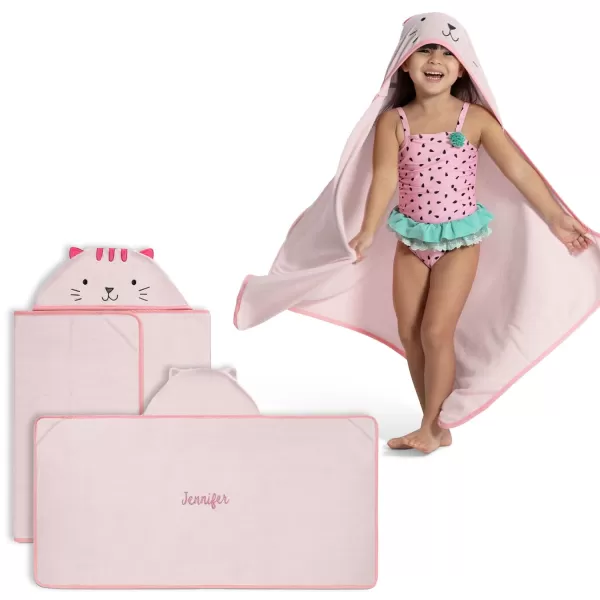 Baby/Infant Hooded Bath Towel - Super Soft and Absorbent- Newborn Essential - Ideal Baby Registry/Shower Gift for Boys and Girls, Pink Cat