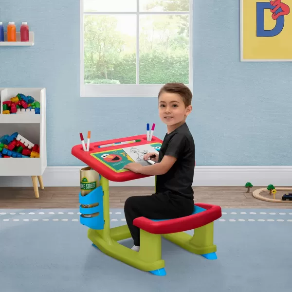 Bluey Draw and Play Desk by Delta Children – Includes 10 Markers and Coloring Book, Blue
