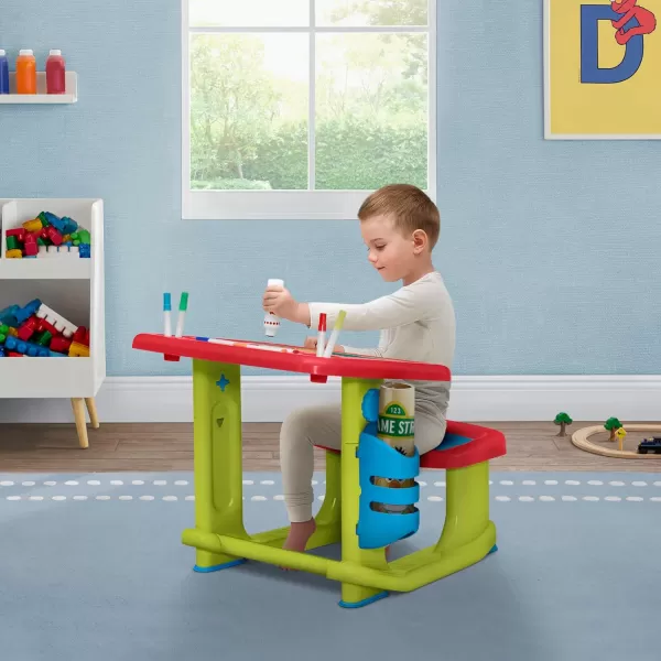 Bluey Draw and Play Desk by Delta Children – Includes 10 Markers and Coloring Book, Blue