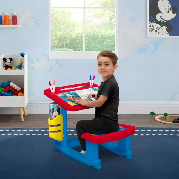 Bluey Draw and Play Desk by Delta Children – Includes 10 Markers and Coloring Book, Blue