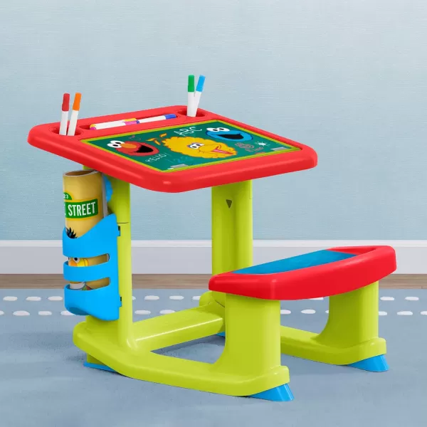 Bluey Draw and Play Desk by Delta Children – Includes 10 Markers and Coloring Book, Blue