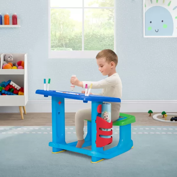 Bluey Draw and Play Desk by Delta Children – Includes 10 Markers and Coloring Book, Blue