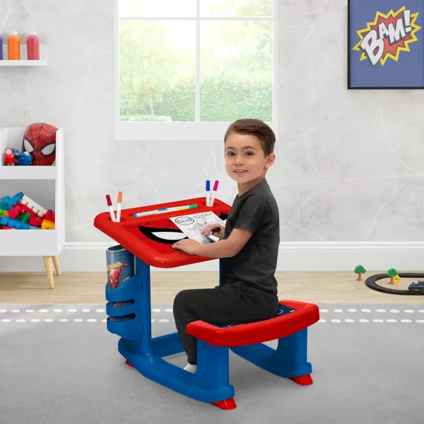 Bluey Draw and Play Desk by Delta Children – Includes 10 Markers and Coloring Book, Blue