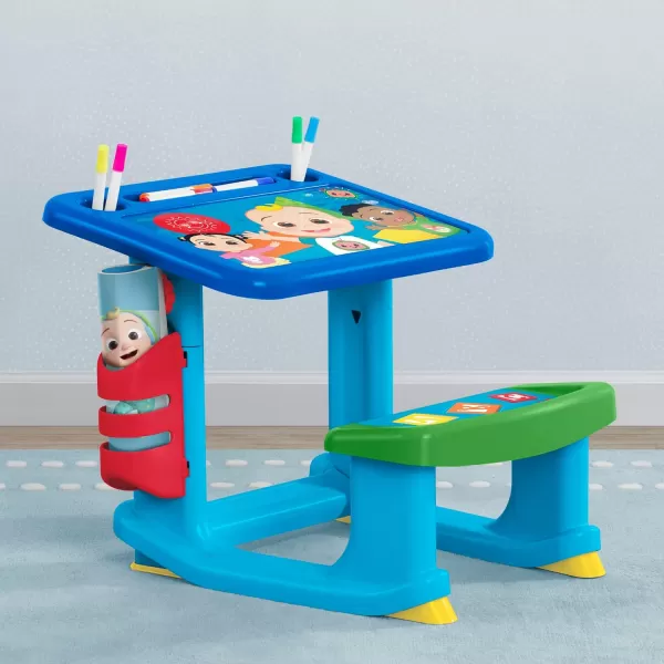 Bluey Draw and Play Desk by Delta Children – Includes 10 Markers and Coloring Book, Blue