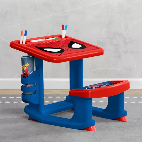 Bluey Draw and Play Desk by Delta Children – Includes 10 Markers and Coloring Book, Blue