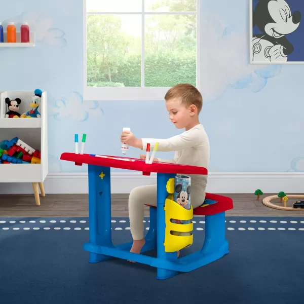 Bluey Draw and Play Desk by Delta Children – Includes 10 Markers and Coloring Book, Blue