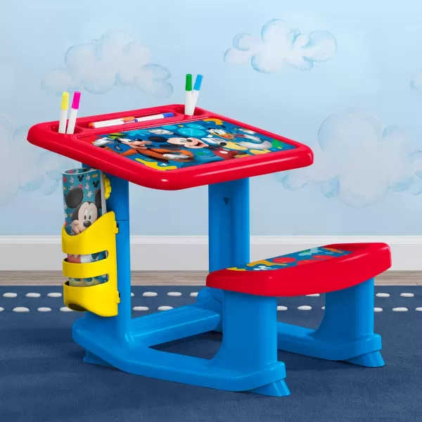 Bluey Draw and Play Desk by Delta Children – Includes 10 Markers and Coloring Book, Blue