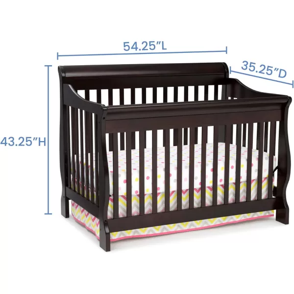 Canton 4-in-1 Convertible Crib - Easy to Assemble, Ebony Black