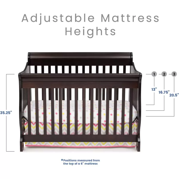 Canton 4-in-1 Convertible Crib - Easy to Assemble, Ebony Black