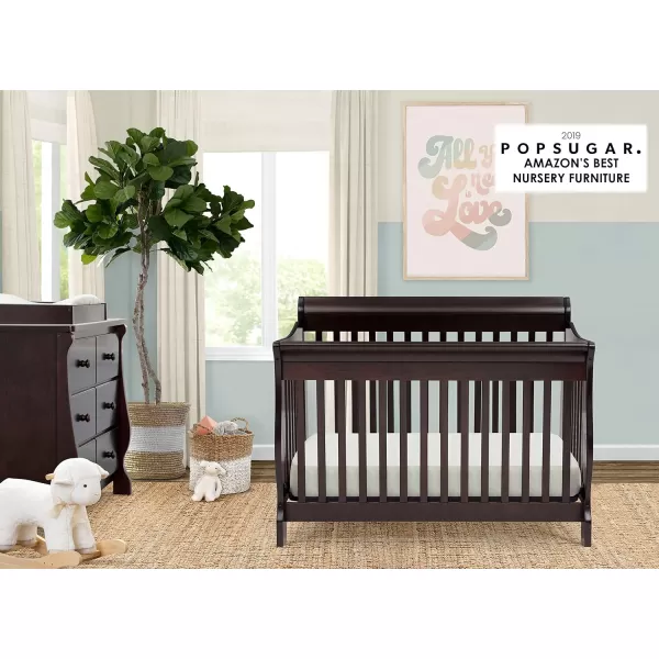 Canton 4-in-1 Convertible Crib - Easy to Assemble, Ebony Black
