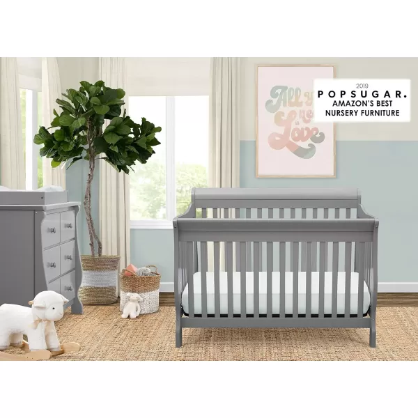 Canton 4-in-1 Convertible Crib - Easy to Assemble, Ebony Black