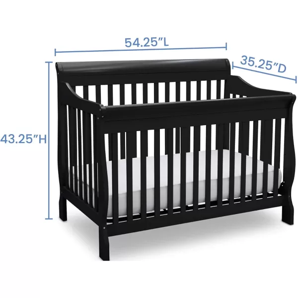 Canton 4-in-1 Convertible Crib - Easy to Assemble, Ebony Black
