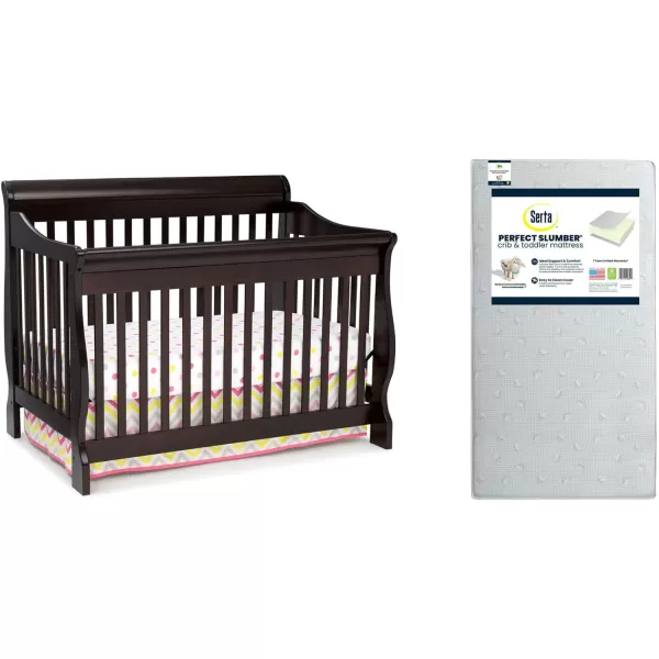 Canton 4-in-1 Convertible Crib - Easy to Assemble, Ebony Black