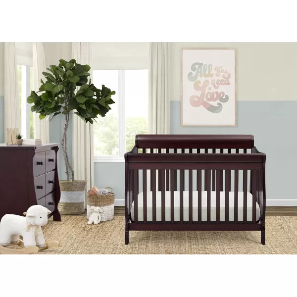 Canton 4-in-1 Convertible Crib - Easy to Assemble, Ebony Black