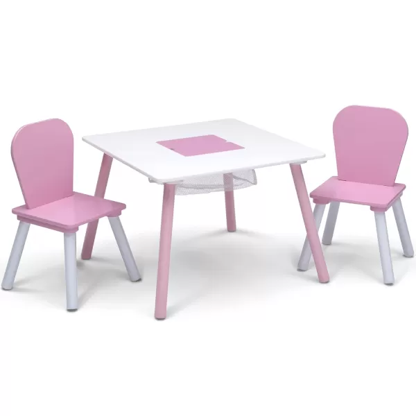 Delta Children 4-Piece Toddler Playroom Set, Pink/White