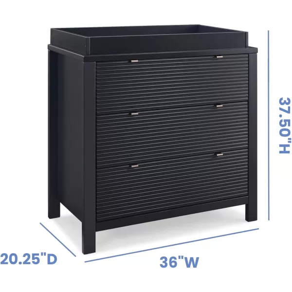 Delta Children Cassie 3 Drawer Dresser with Changing Top and Interlocking Drawers, Midnight Grey