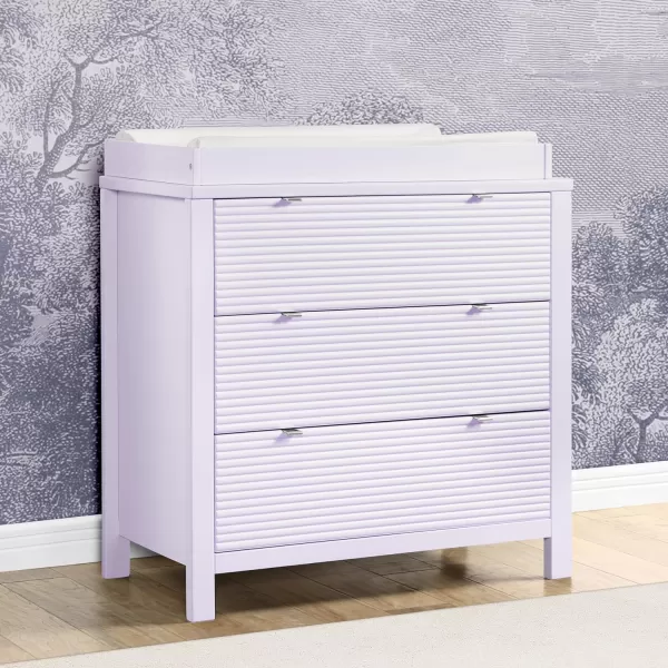 Delta Children Cassie 3 Drawer Dresser with Changing Top and Interlocking Drawers, Midnight Grey