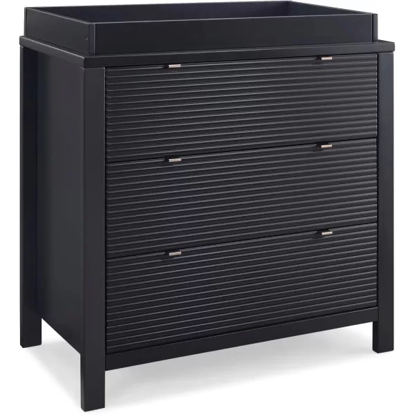 Delta Children Cassie 3 Drawer Dresser with Changing Top and Interlocking Drawers, Midnight Grey