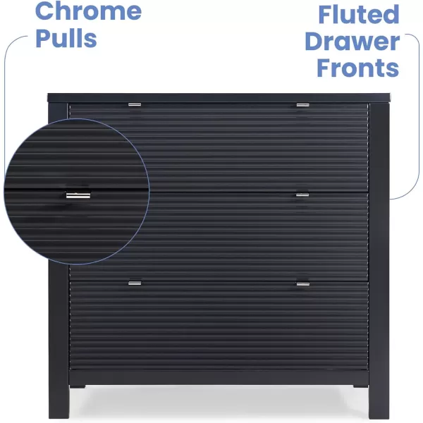 Delta Children Cassie 3 Drawer Dresser with Changing Top and Interlocking Drawers, Midnight Grey