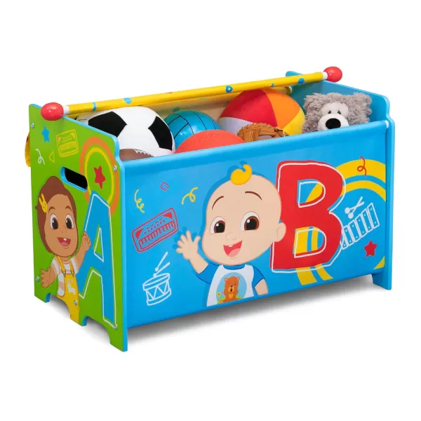 Delta Children - CoComelon Toy Box Toy Box with Retractable Fabric Top, Blue