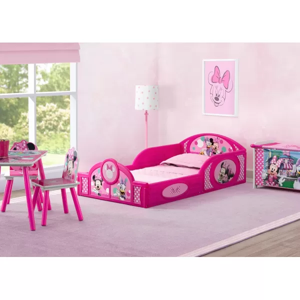 Delta Children - Disney Minnie Mouse 5-Piece Toddler Room-in-a-Box Bedroom Set – Includes Sleep and Play Toddler Bed, Table, 2 Chairs and Toy Box, Pink