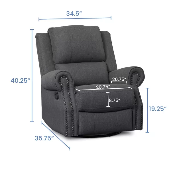 Delta Children Dylan Nursery Recliner Glider Swivel Chair, Charcoal