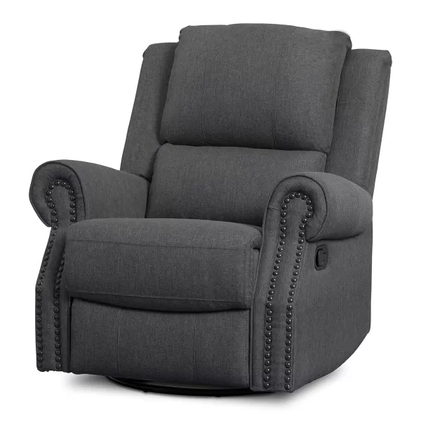 Delta Children Dylan Nursery Recliner Glider Swivel Chair, Charcoal
