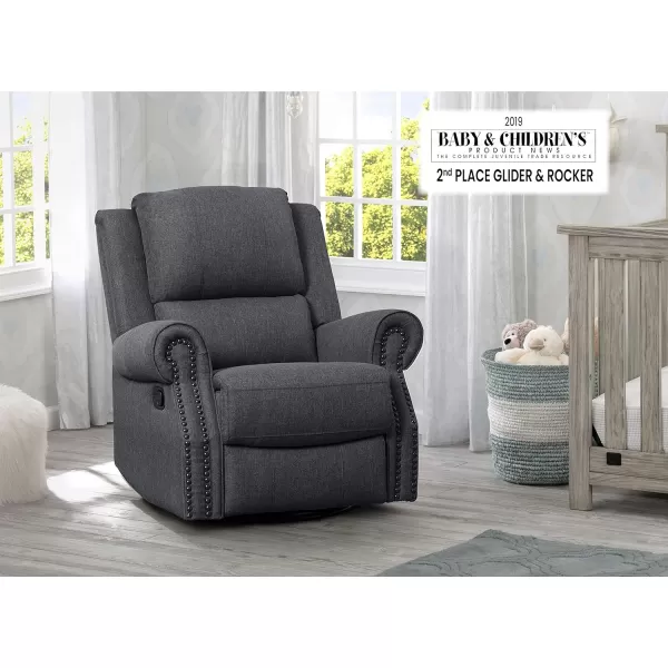 Delta Children Dylan Nursery Recliner Glider Swivel Chair, Charcoal