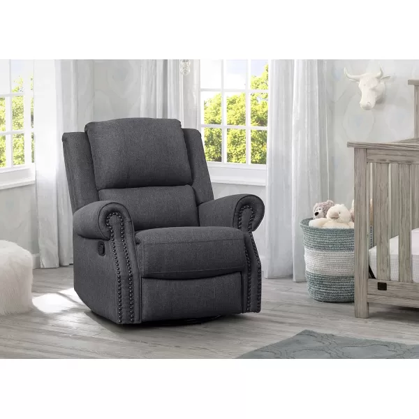 Delta Children Dylan Nursery Recliner Glider Swivel Chair, Charcoal