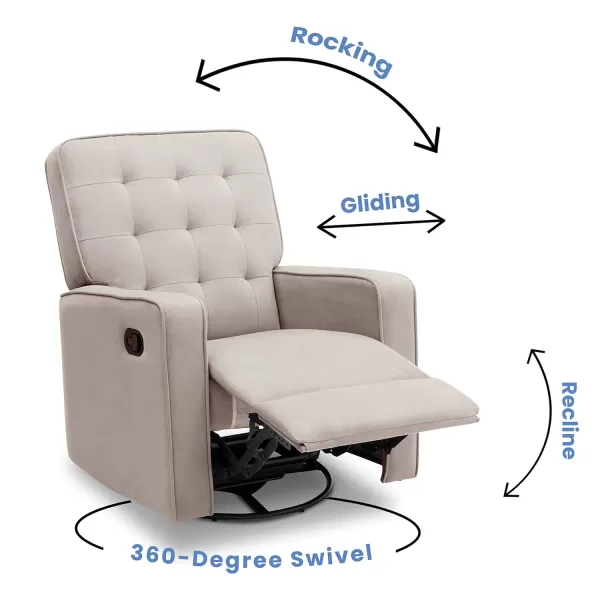 Delta Children Gavin Recliner Glider Swivel Chair Featuring LiveSmart Fabric by Culp - Stain-Resistant, Repels Moisture, Kid &amp; Pet-Friendly Fabric, Linen