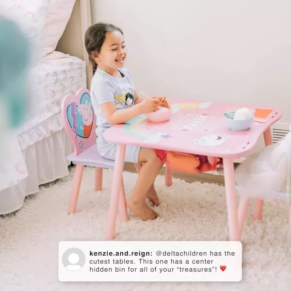 Delta Children Kids Table and Chair Set with Storage  - Ideal for Arts &amp; Crafts, Snack Time, Homeschooling, Homework &amp; More, Peppa Pig
