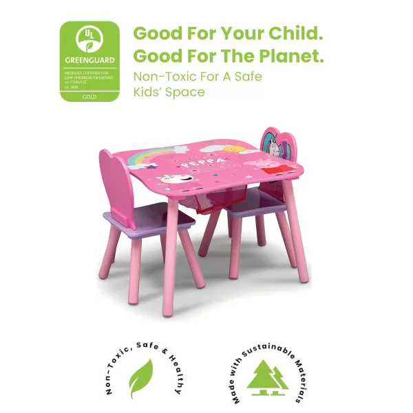 Delta Children Kids Table and Chair Set with Storage  - Ideal for Arts &amp; Crafts, Snack Time, Homeschooling, Homework &amp; More, Peppa Pig