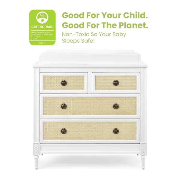 Delta Children Madeline 4 Drawer Dresser with Changing Top and Interlocking Drawers - Greenguard Gold Certified, Bianca White